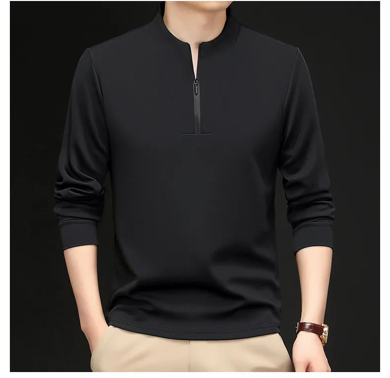 PULL NOIR À ZIP MODERNE-bn