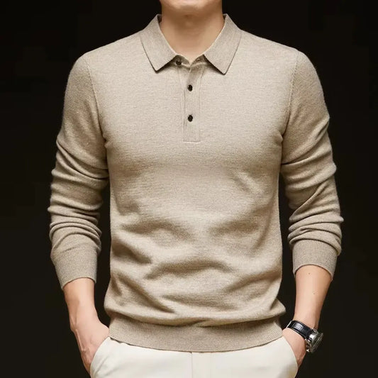 POLO PULL MAILLE BEIGE ÉLÉGANCE