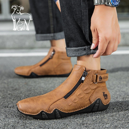 BOTTINES HOMME CUIR MARRON