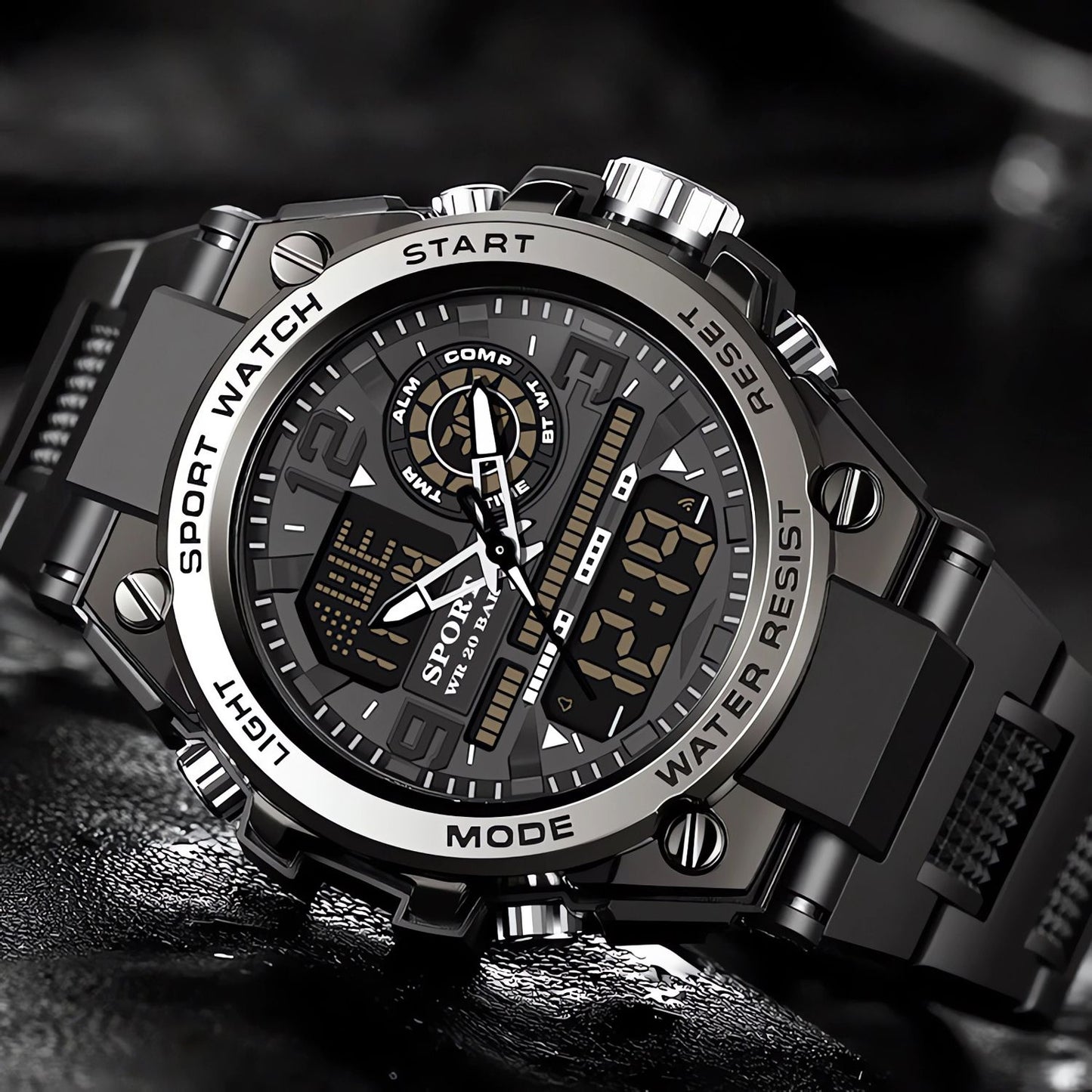 MONTRE DE SPORT ÉTANCHE À DOUBLE AFFICHAGE-BF