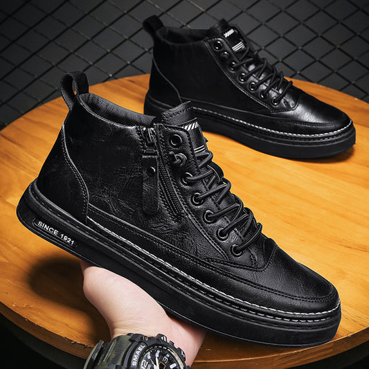 BOTTINES HOMME EN CUIR NOIR
