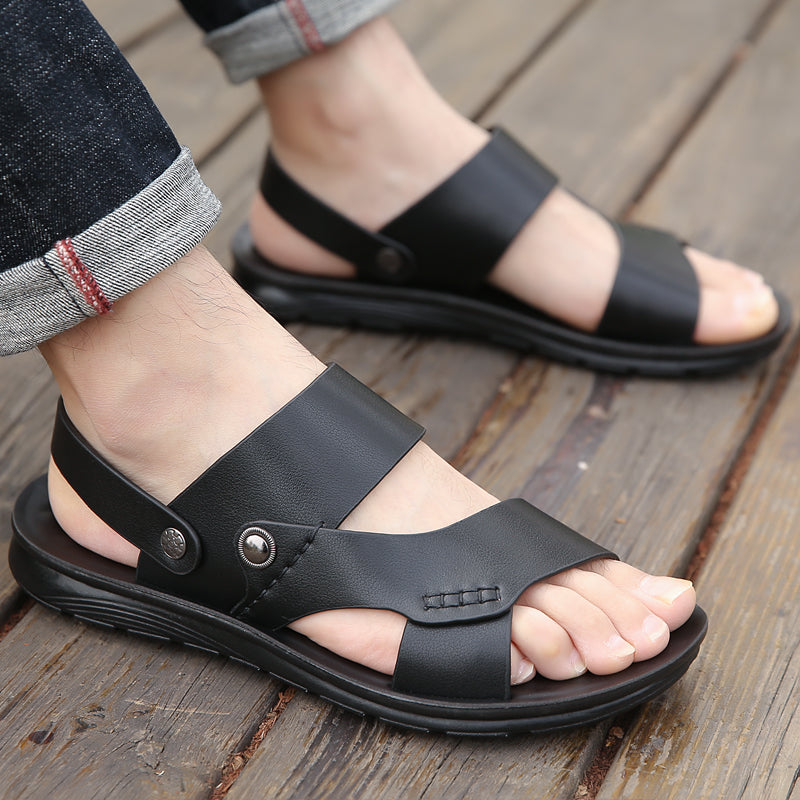 Sandales Urbaines Confort Noir™ – Élégance Décontractée & Maintien Parfait