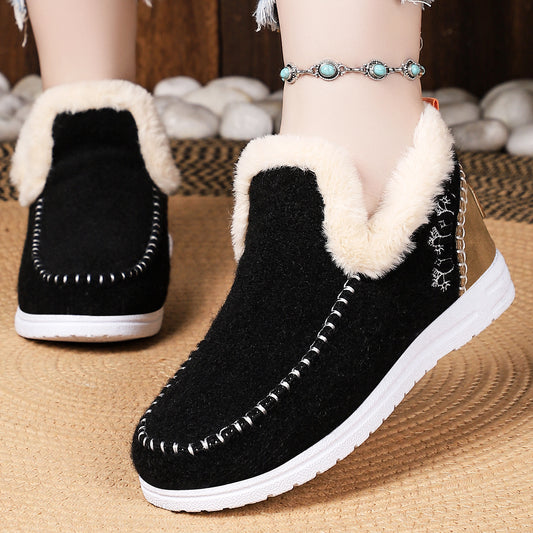 Bottes courtes doublées de polaire épaisse pour femme