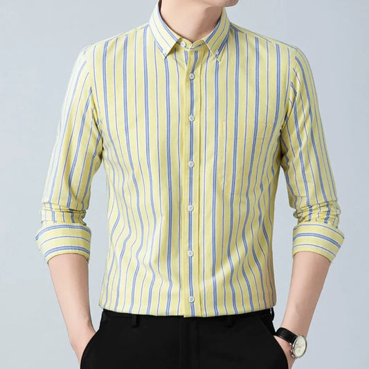 CHEMISE OXFORD RAYÉE JAUNE