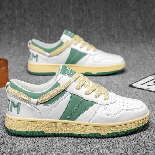 BASKETS BASSES HOMME OVERM STANS BLANCHES VERTES - BF