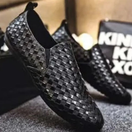 MOCASSINS TRESSÉS NOIRS HOMME