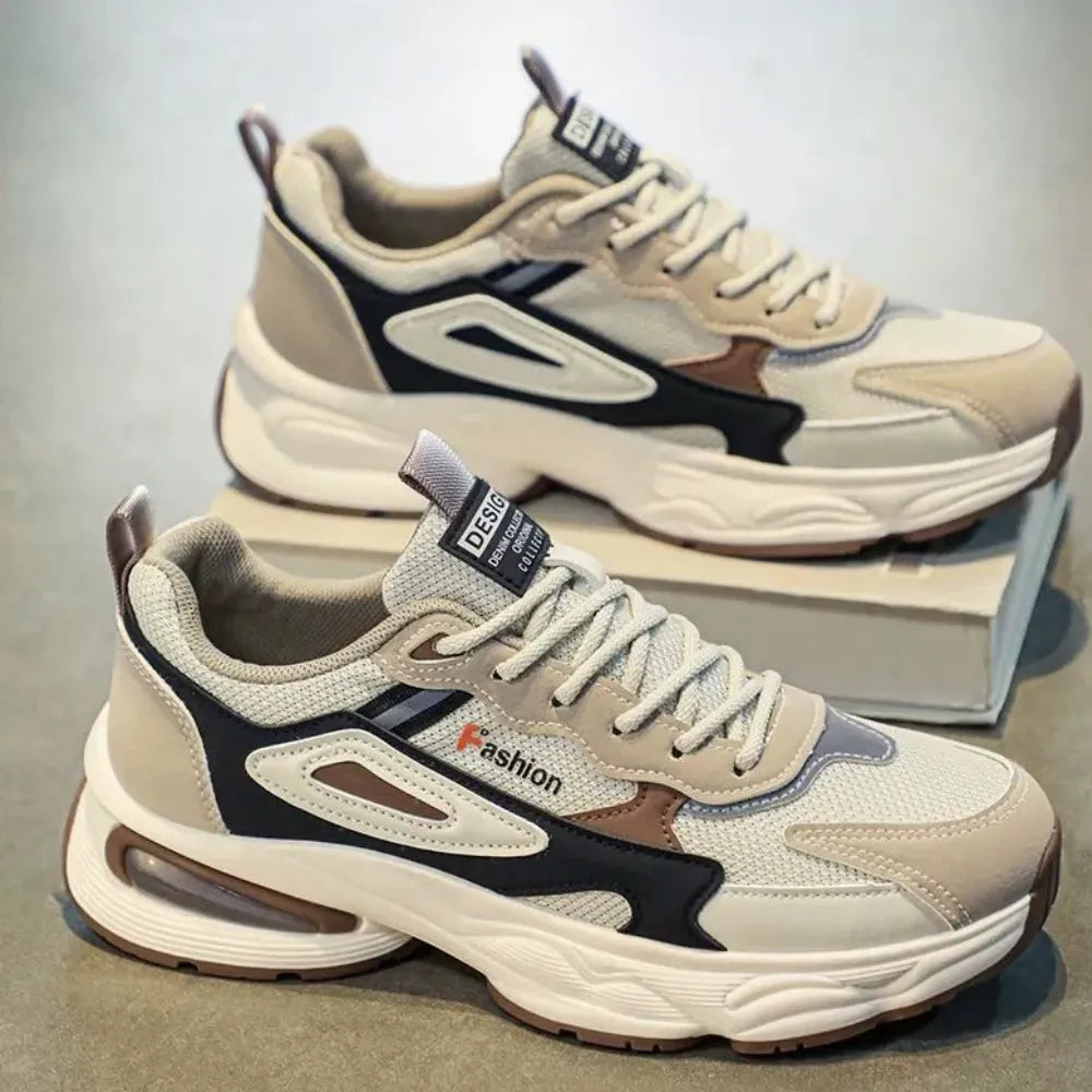 BASKETS CHUNKY HOMME FASHION BEIGE BLANCHES - BF