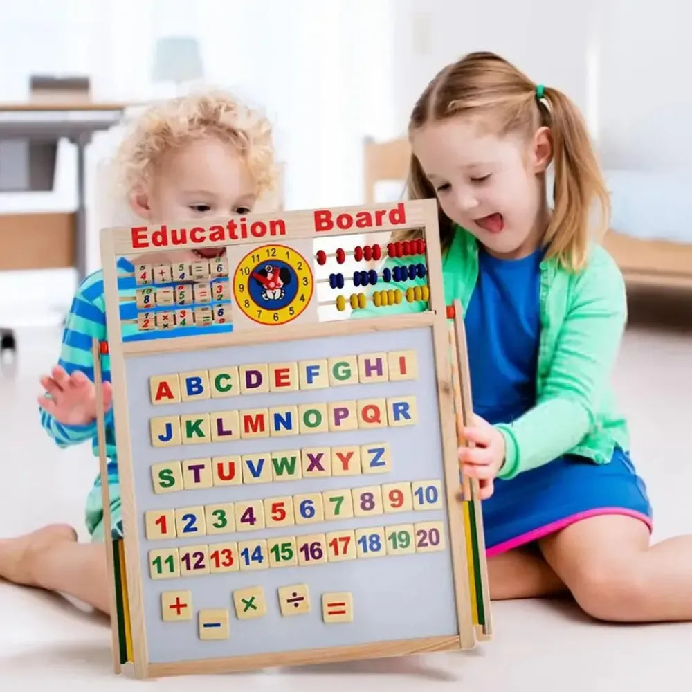 TABLEAU ÉDUCATIF EN BOIS 5-EN-1