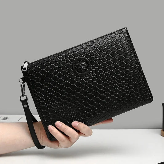 POCHETTE HOMME CUIR TRESSÉ NOIR - BF