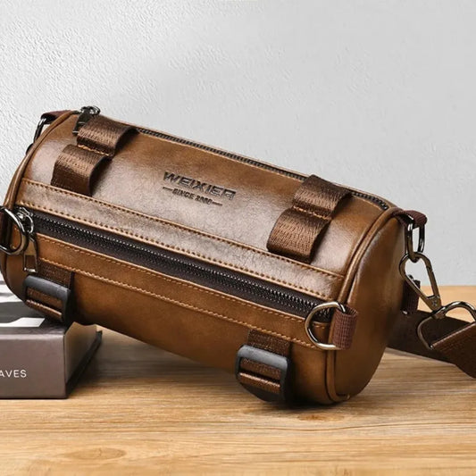 SAC BANDOUILLÈRE CYLINDRIQUE CUIR MARRON - BF