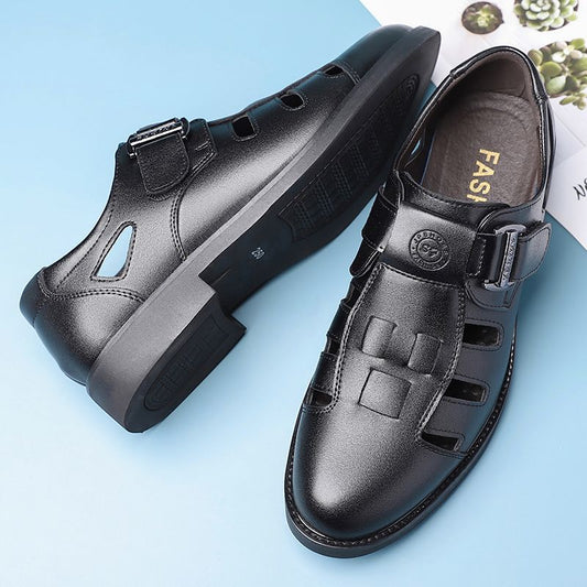 SANDALES FORMELLES EN CUIR NOIR POUR HOMMES