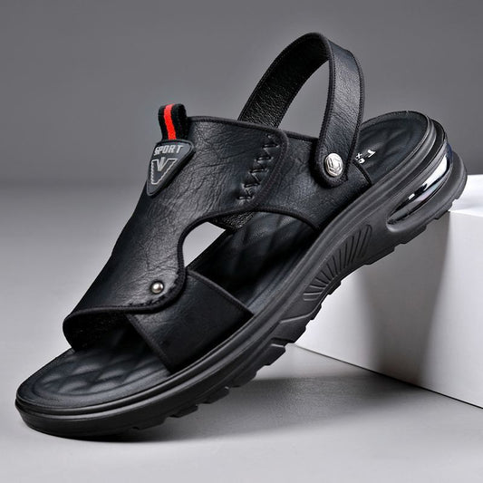 SANDALES SPORTIVES EN CUIR NOIR
