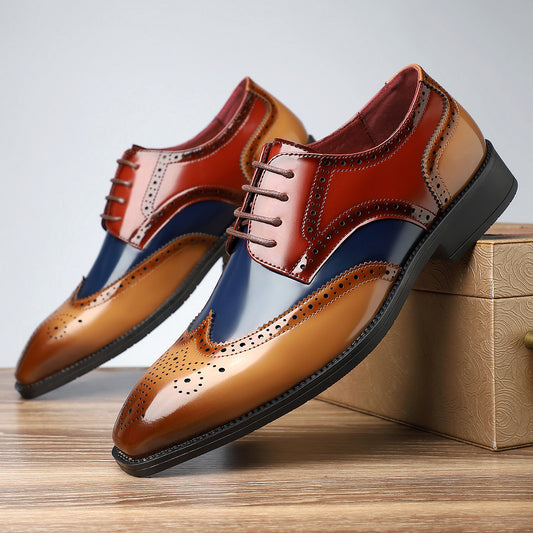 Chaussures Brogue en cuir tricolore pour homme