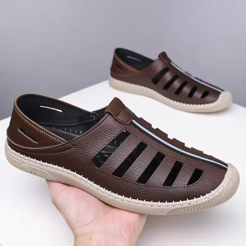 SANDALES EN CUIR SOUPLE MARRON-BF