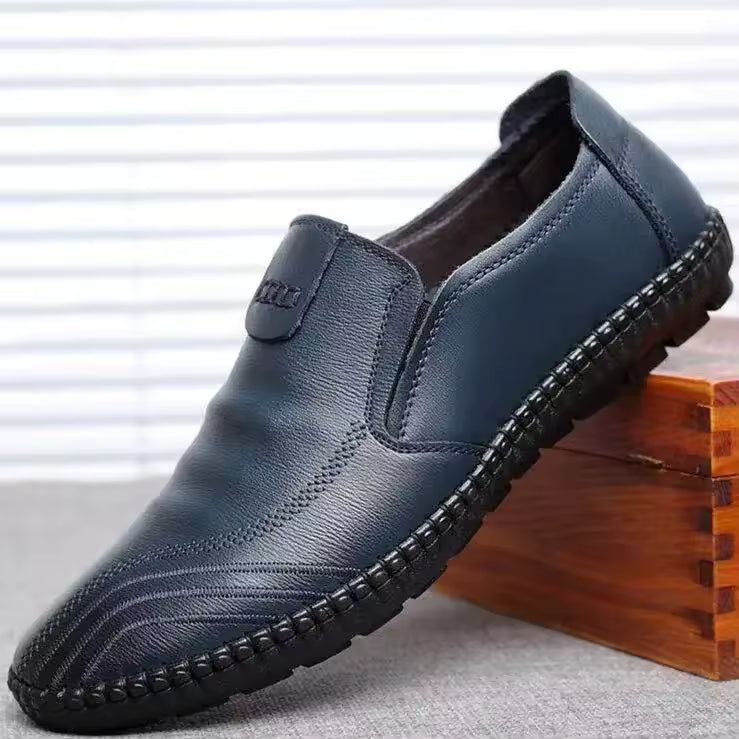 MOCASSINS AU CUIR BLEUS