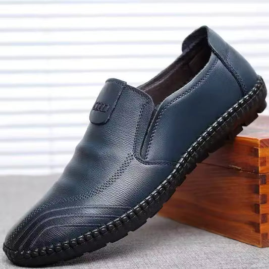 MOCASSINS AU CUIR BLEUS