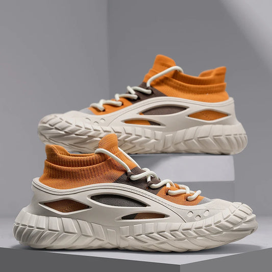 BASKETS FUTURISTES ORANGE & BEIGE