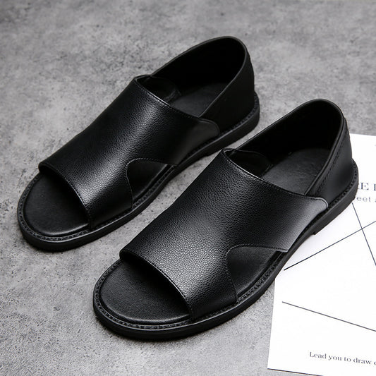 SANDALES EN CUIR NOIR 2024-BF