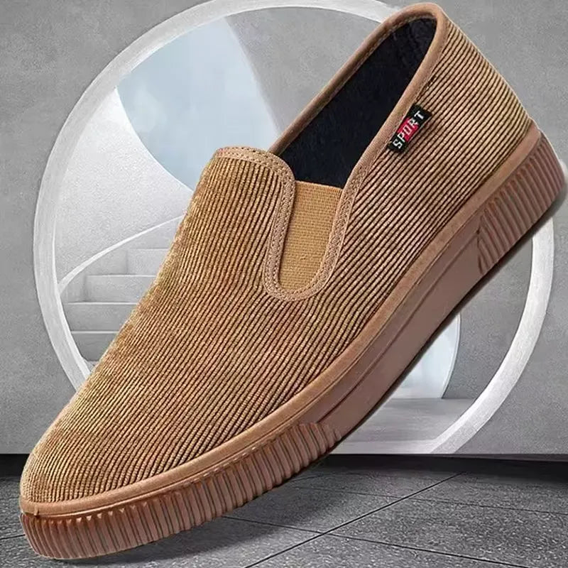 MOCASSINS EN VELOURS CÔTELÉ MARRON-ML